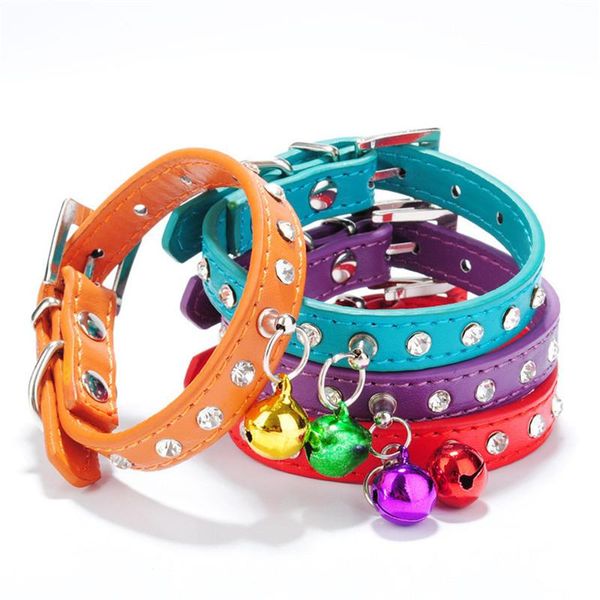 

kitten collars for puppy cat new fashion bells crystal ornament pet ornament collar jeweled all seasons solid basic collars