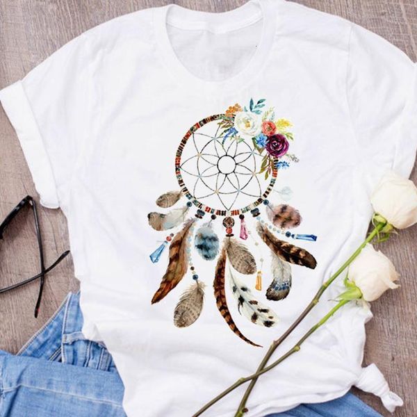 

women graphic print feather camisas mujer cute clothing cute 90s clothes lady tees female t shirt womens t-shirt, White