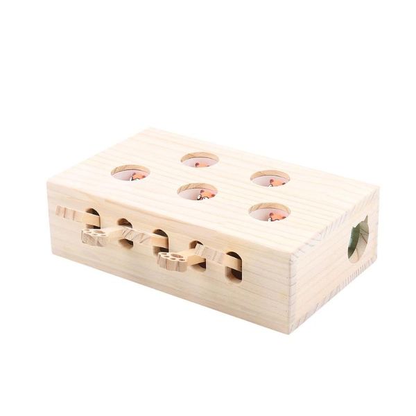 

cat toys funny wooden hunt toy maze pet hit hamster catch bite interactive with 3/5-holed mouse hole supplies for cats