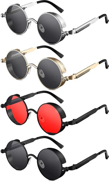 

outdoor eyewear retro round steampunk sunglasses vintage hippie style circle lens metal frame for men women