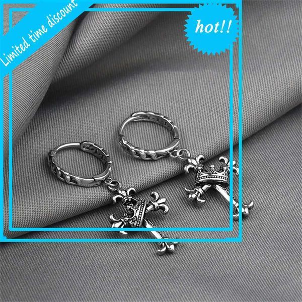 

fashion trend make old craft crown cross pendant earrings for girls, Golden
