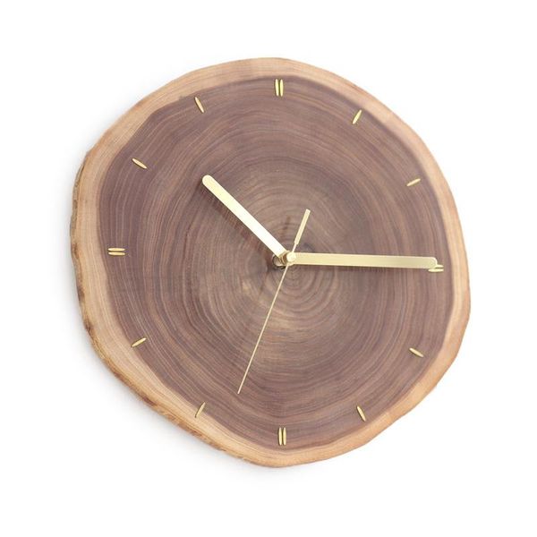 

wall clocks clock wooden silent an inch of time piece inlaid with copper solid wood ring