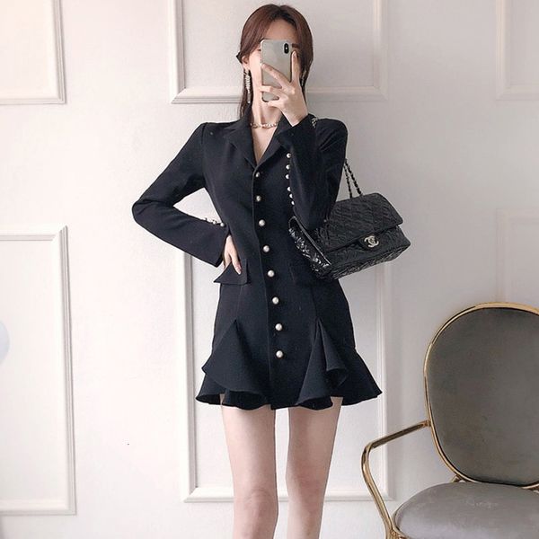 

woman new 2021 spring elegant blazer solid long sleeve short office lady workwear vestidos uqel, Black;gray