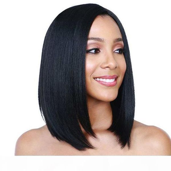 

short glueless lace front human hair bob wigs for women brazilian remy hair straight bob lace front bob cut wigs pre plucked, Black;brown