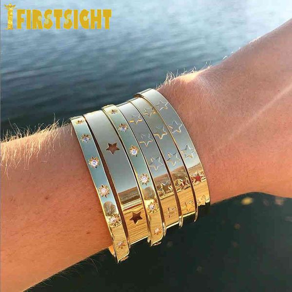 

adjust open bracelets & pave hexagrams bezel zircons cuff bangles for women female fashion bracelet jewelry 56-56mm new, Golden;silver