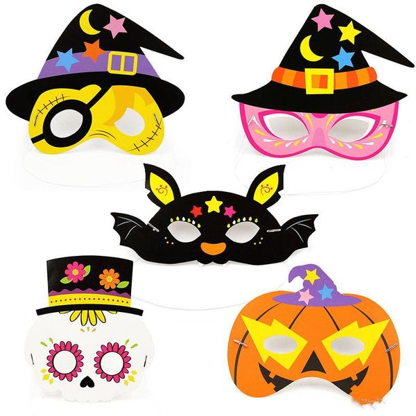 

halloween cartoon pattern paper mask child kindergarten masquerade party mystery mask eye mask kids favors
