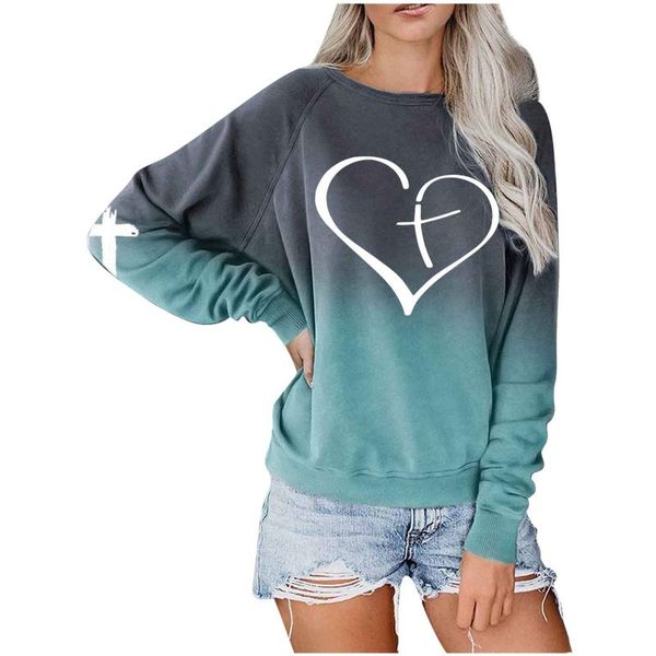 

women's hoodies & sweatshirts autumn winter fashion o neck print casual long-sleeved basic breathable shirt daily accessories, Black