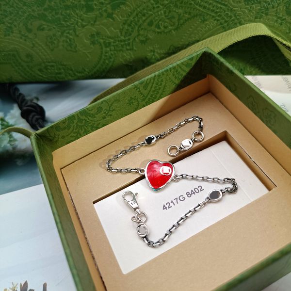 

925 silver suit red enamel love bracelet fashion simple tanabata gift signature deals, Black