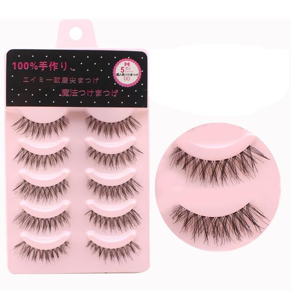

false eyelashes yokpn eye tail elongated fake lashes 5 pairs natural messy man-made fiber transparent stalk eyelash