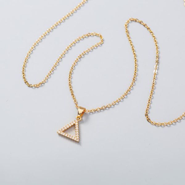 

chains exquisite hollow out triangle pendant necklace elegant gold clavicle chain accessories women's wedding party jewelry, Silver
