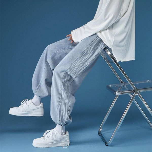 

men's jeans spring autumn pants streetwear casual for men 2021 fashion denim trousers, Blue