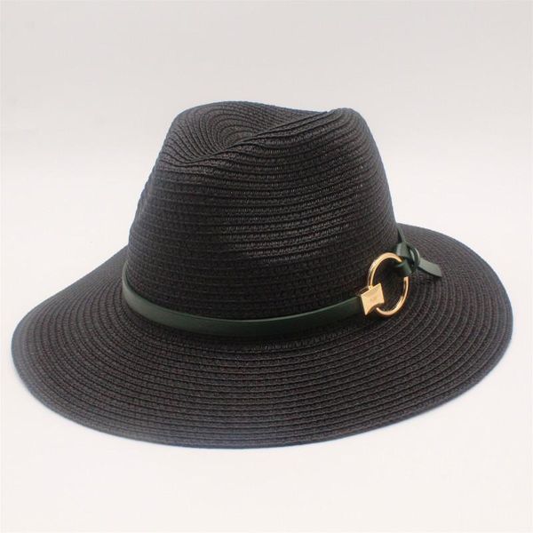 

wide brim hats black panama for men straw sun women beach caps couple visor summer fedora jazz cap chapeu, Blue;gray