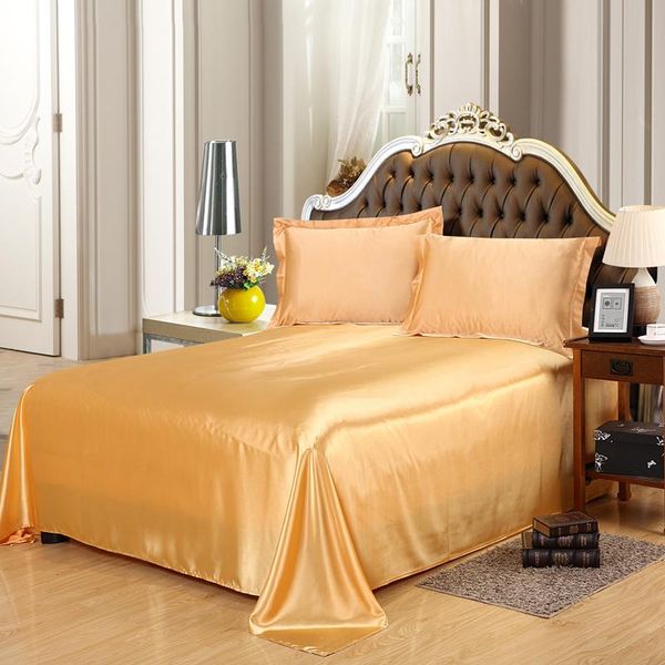 

sheets & sets 18 color luxury silk satin flat bed sheet coverlet bedding cover bedspread bedclothes bedroom twin queen king coverlid