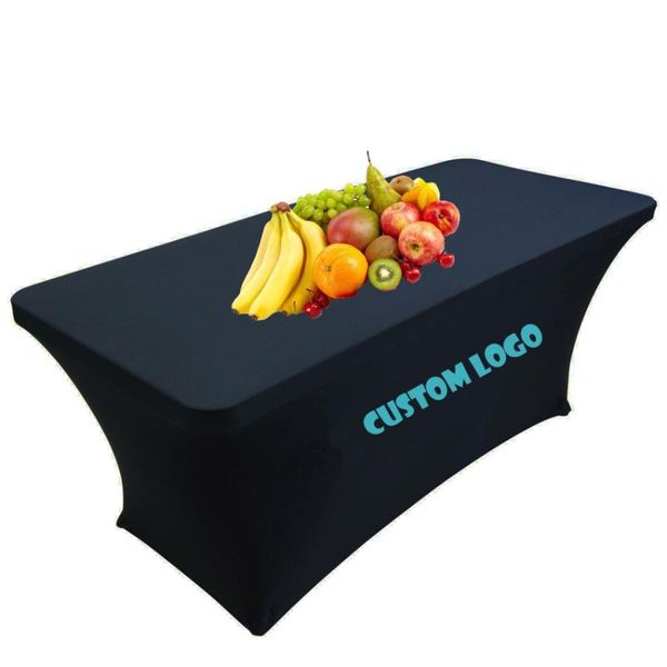 

table cloth custom logo printed 4ft 6ft 8ft 10ft rectangular clothes stretch spandex elasticity cover tradeshows