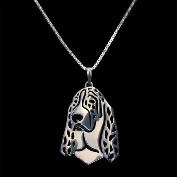 

pendant necklaces women's jewelry dog lovers metal basset hound drop, Silver