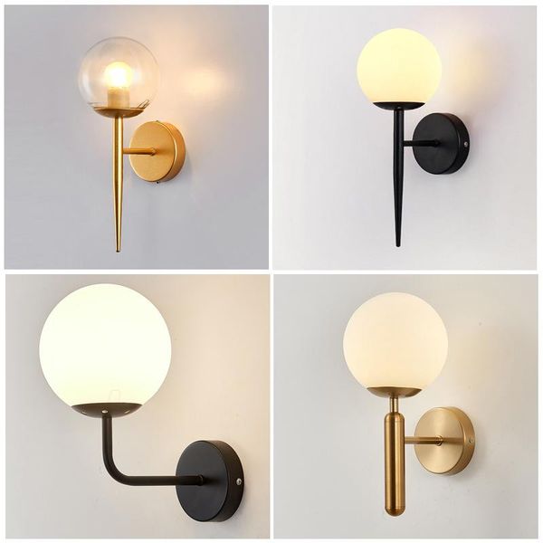 

wall lamps nordic retro lamp creative living room study corridor aisle bedside molecule magic bean glass