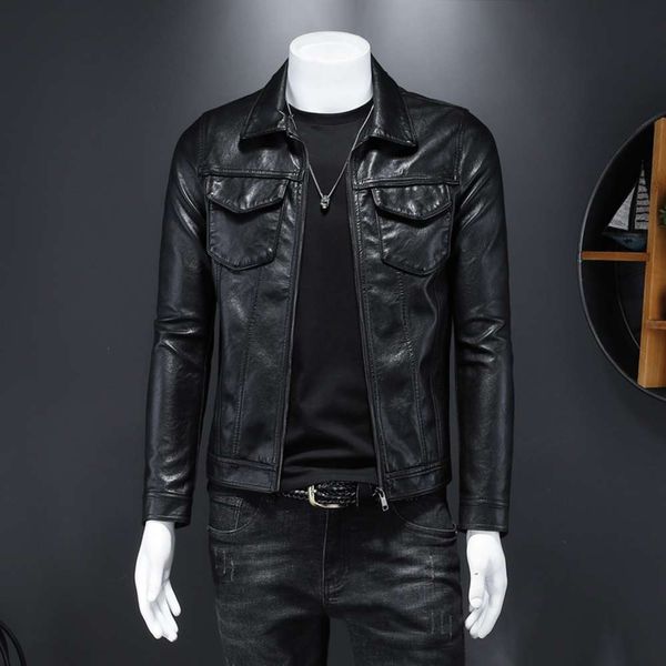 

work locomotive jacket fashion coat men's slim fit korean leather clothes for men recommend, Black;brown
