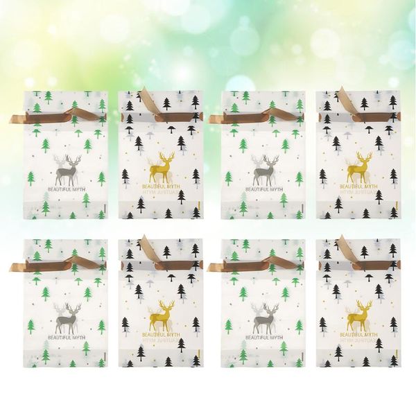 

christmas decorations 50pcs random color drawstring pouch elk tree design candy bag creative gift wrappers portable storage