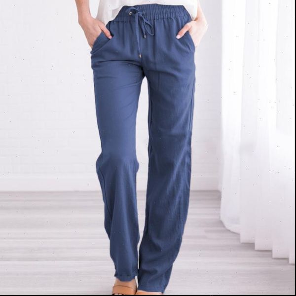 

autumn summer harem cotton women capris linen solid elastic waist candy colors trousers soft for female, Black;white