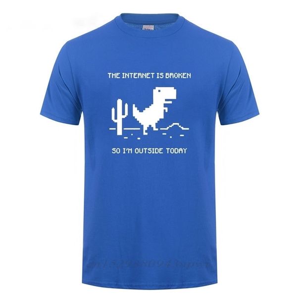 A internet é quebrado página da web computador de dinossauro t-shirt engraçado aniversário para homens namorado marido programador geek t shirt 210706