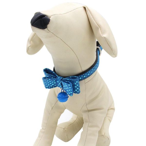 

dropshipping pet dog adjustable bowknot collar with bell cat puppy necklace