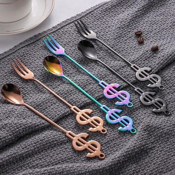 

spoons 1pc stainless steel coffee scoop dessert fork spoon grade ice cream candy tea tableware kitchen drinking flatware