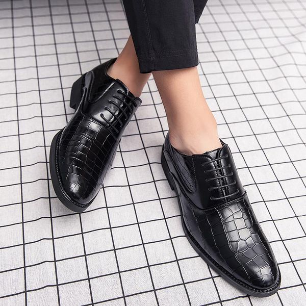 

dress shoes handmade mens wedding oxford black khaki genuine leather brogue men's slip on business formal for men