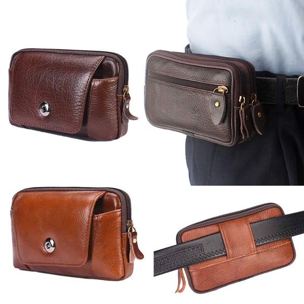 

waist bags men's pu leather fanny pack fashion vintage solid outdoor travel phone belt bag money pouch purse clutch sac ceinture