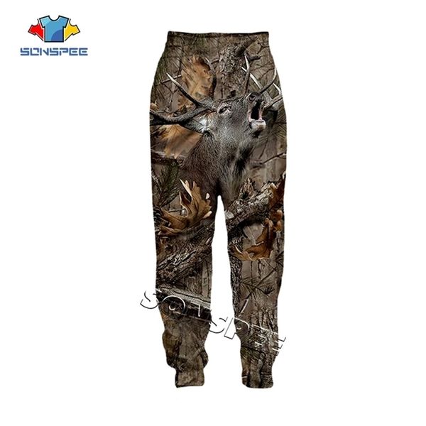 

sonspee animal hunting 3d print harajuku men sweatpants tracksuit streetwear women fashion casual trousers camoflague long pant 211108, Black