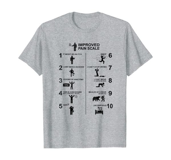 

improved pain scale t-shirt for men women, White;black