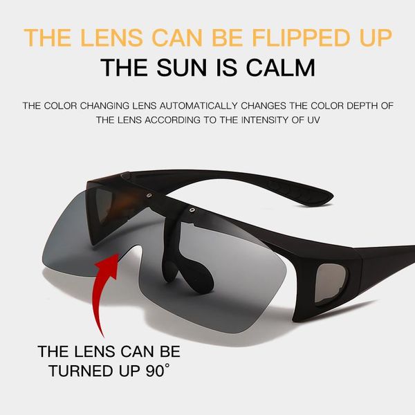

sunglasses polarized men flip up outdoor sport goggles pochromic night vision myopia driving glasses gafas de sol, White;black