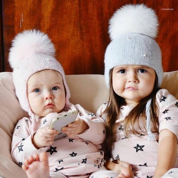 

knitted hat cute hats autumn winter children's cashmere wool ball infant girl boy baby earmuffs headgear caps &1, Yellow