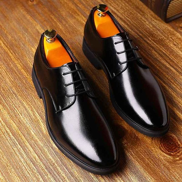 

dress shoes four seasons men's breathable leather business shoes, low- thick-soled, trendy, wear-resistant and versatile6771-1, Black