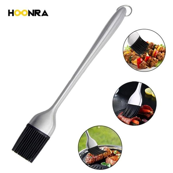 

tools & accessories hoonra heat-resistant silicone basting brush kitchen oil stainless long handle bbq cake pastry cooking
