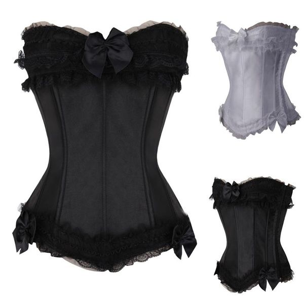 

waist support trainer shapewear women steampunk clothing corsets lace up boned overbust bustier cincher body shaper corselet, Black;gray