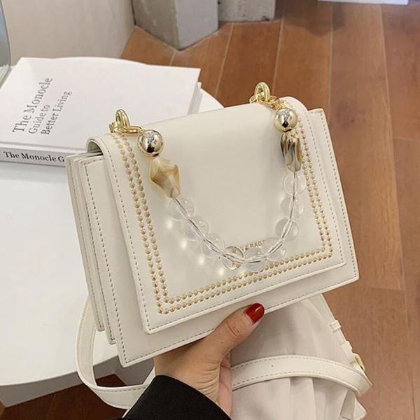 

cross body elegant female square tote bag 2021 fashion pu leather women's designer handbag chain shoulder messenger