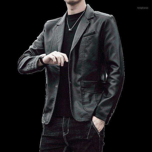 

men's jackets men spring autumn causal pu leather jacket coat plussize m-5xl outfit motor biker zip faux synthetic outwear, Black;brown