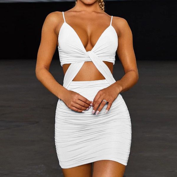 

party dress women dress v-neck low-cut halter sleeveless solid color package hip summer elegant women vestidos, Black;gray