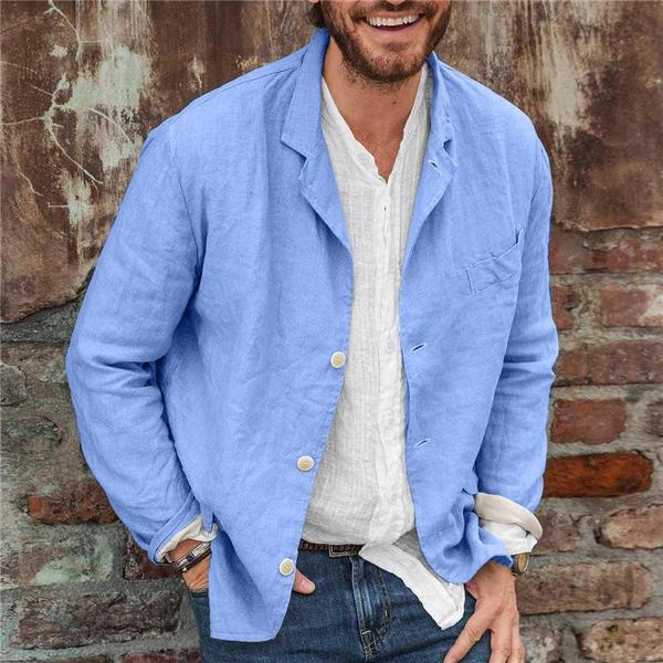

men's casual shirts solid long sleeve cotton linen autumn stand collar buttoned cardigan fashion loose shirt men streetwear, White;black