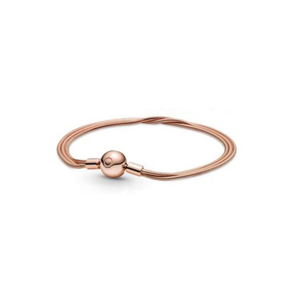 

new 2021 100% 925 sterling silver rose gold round bracelet fit diy original fshion jewelry gift 11123, Golden;silver