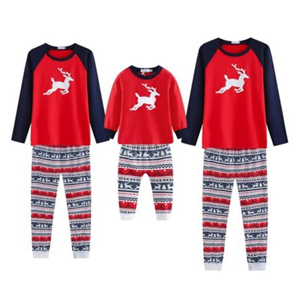 

family christmas pajamas set 2019 new mom dad kid baby sleepwear nightwear homewear clothes family matching outfit pajamas set, Black;red