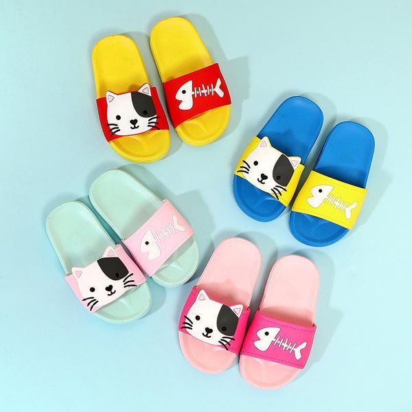 

slipper children' slippers, slippers on the outside of word "cat-fish anti-skid drag thick soles" kid, Black;grey