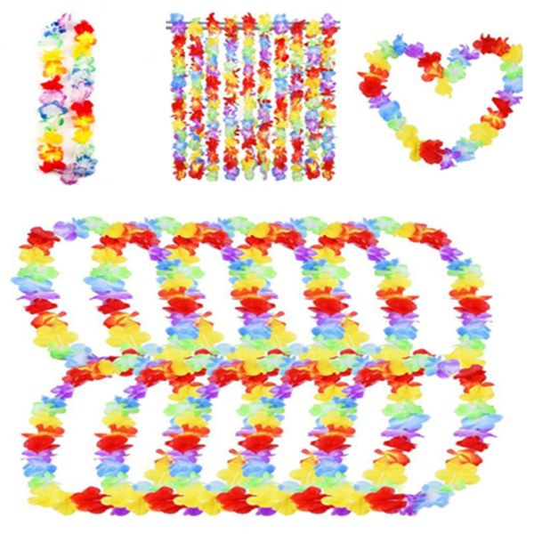 

decorative flowers & wreaths 1pcs artificial flower garlands hawaii beach wear necklace wreath dancing party wedding garland decoration for