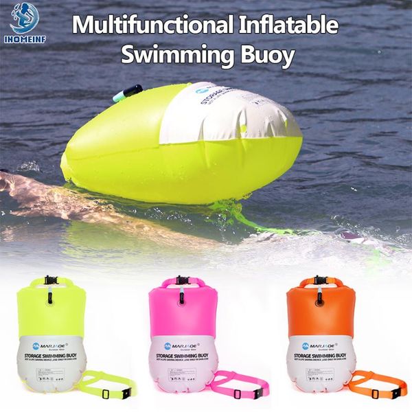 

life vest & buoy 1pcs multifunction swimming 20l storage drift towed bag highly visible pvc safer airbag with dry inflatable pool floats