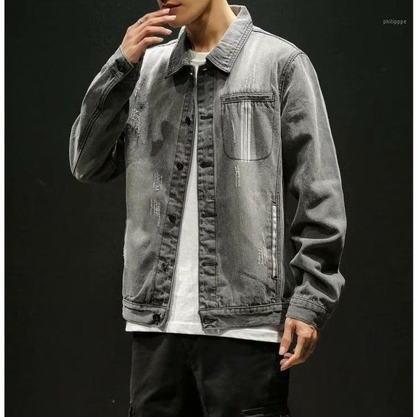 

men's jackets denim jacket casual fried street autumn and winter korean version of the trend loose overalls 2021, Black;brown