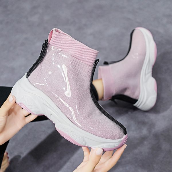 

pink fashion luury platform shoes women glitter high zipper casual shoes women chunky sneakers casual zapatos de mujer