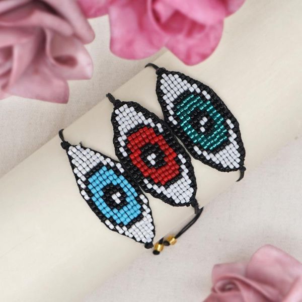 

charm bracelets go2boho evil eye bracelet for women delica beads woven jewelry handmade on hand jewellery pulsera femme accessories, Golden;silver