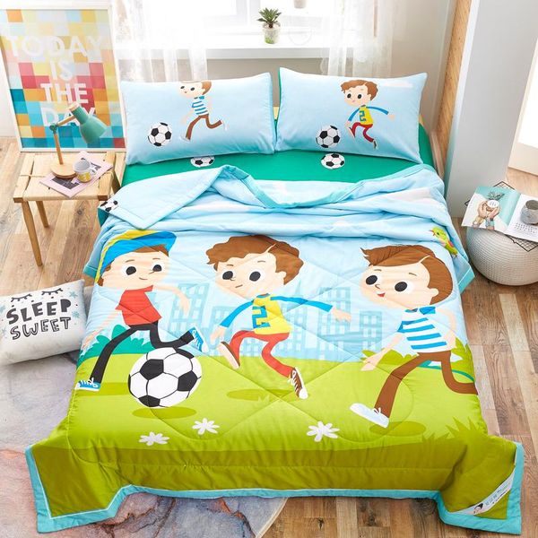 

comforters & sets cartoon play children summer quilt soft cotton air conditioning duvet washable kids gift students quilted comfortable bed