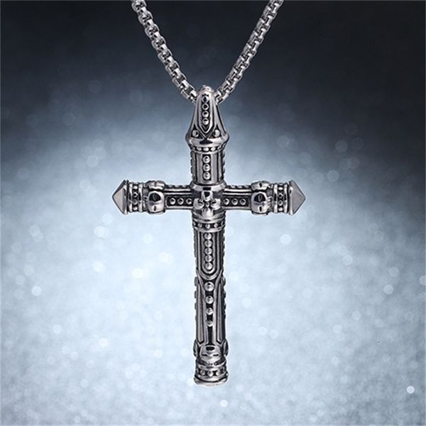 

necklace men's cross fashion jewelry titanium steel pendant accessories, Silver