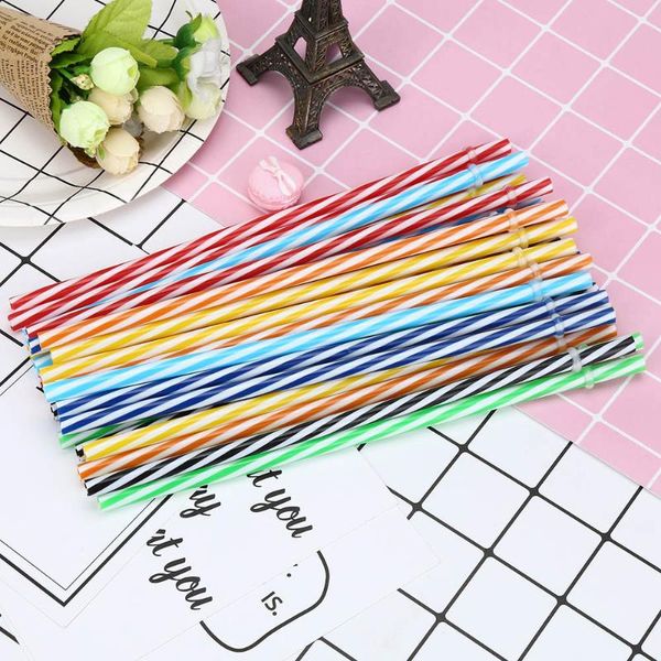 

drinking straws colorful reusable hard plastic stripe party decoration summer super products home accessories